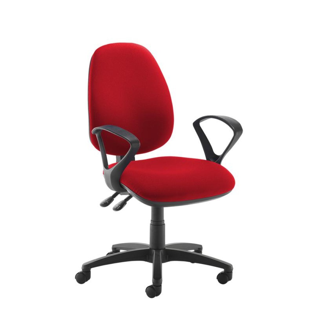 Jota high back operator chair with fixed arms - red