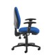 Jota high back operator chair with folding arms - blue