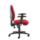 Jota high back operator chair with folding arms - red