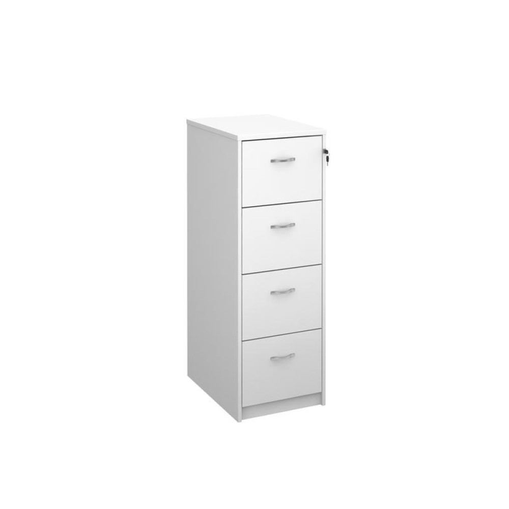 Wooden 4 drawer filing cabinet with silver handles 1360mm high - white