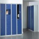 Bisley lockers with 1 door 457mm deep - grey with blue doors