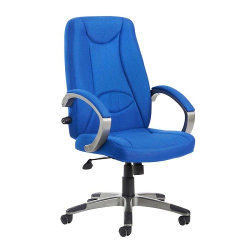 Finish: Blue, Arms: Fixed Arms, Base Type: Aluminium 5 Star, Back Style: Fabric, Lumbar Support: Adjustable Lumbar Support