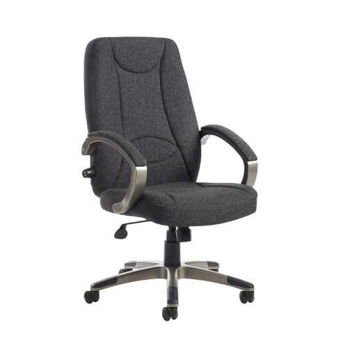 Finish: Charcoal, Arms: Fixed Arms, Base Type: Aluminium 5 Star, Back Style: Fabric, Lumbar Support: Adjustable Lumbar Support