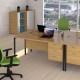 Maestro 25 straight desk 1600mm x 800mm with two x 2 drawer pedestals - black H-frame leg, beech top