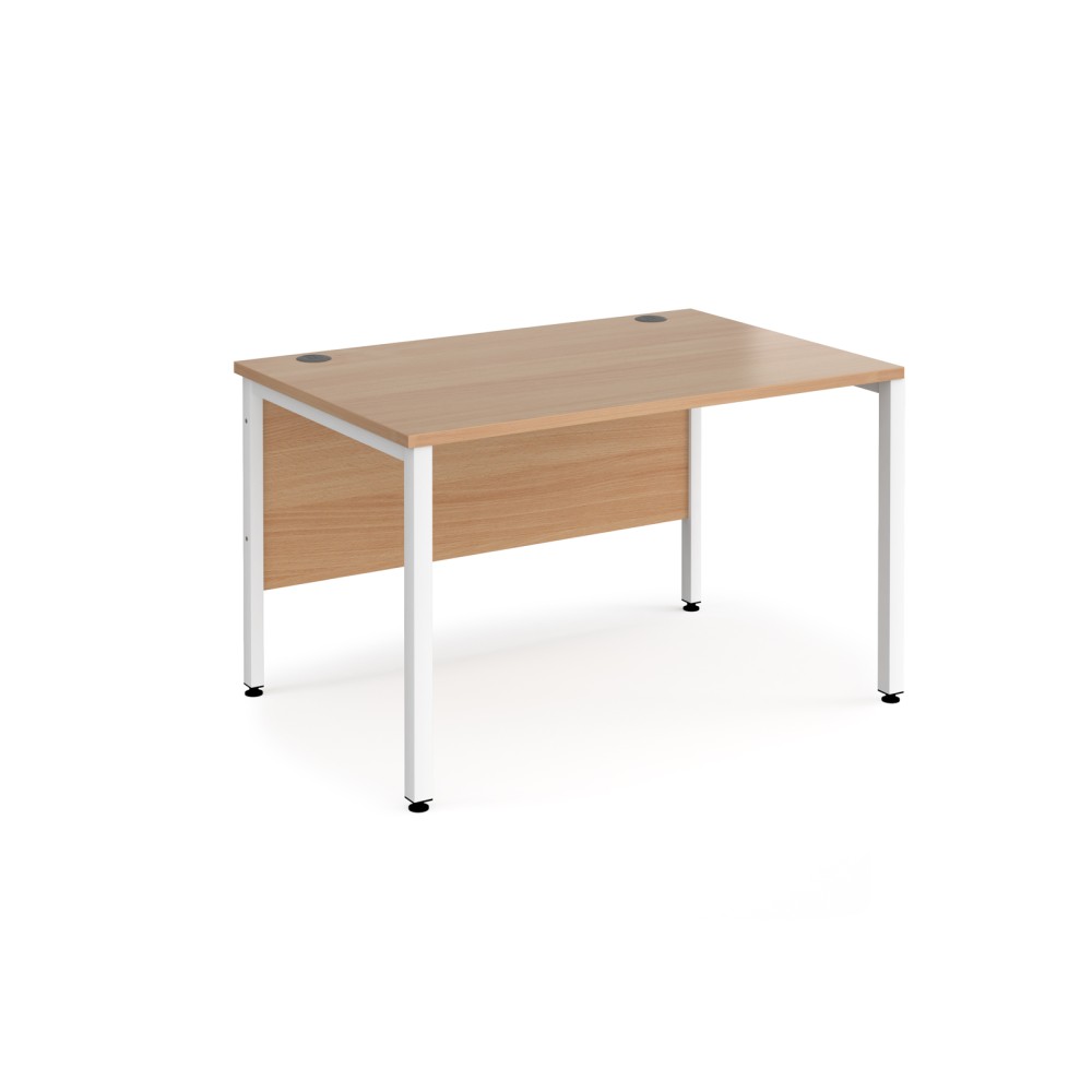 Maestro 25 straight desk 1200mm x 800mm - white bench leg frame, beech top