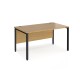 Maestro 25 straight desk 1400mm x 800mm - black bench leg frame, oak top