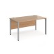 Maestro 25 straight desk 1400mm x 800mm - silver bench leg frame, beech top