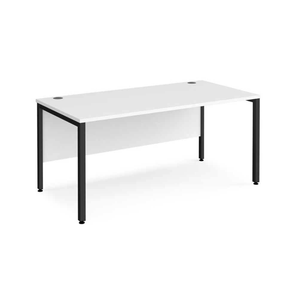 Maestro 25 straight desk 1600mm x 800mm - black bench leg frame, white top
