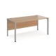 Maestro 25 straight desk 1600mm x 800mm - silver bench leg frame, beech top