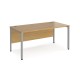 Maestro 25 straight desk 1600mm x 800mm - silver bench leg frame, oak top