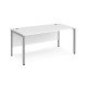 Maestro 25 straight desk 1600mm x 800mm - silver bench leg frame, white top
