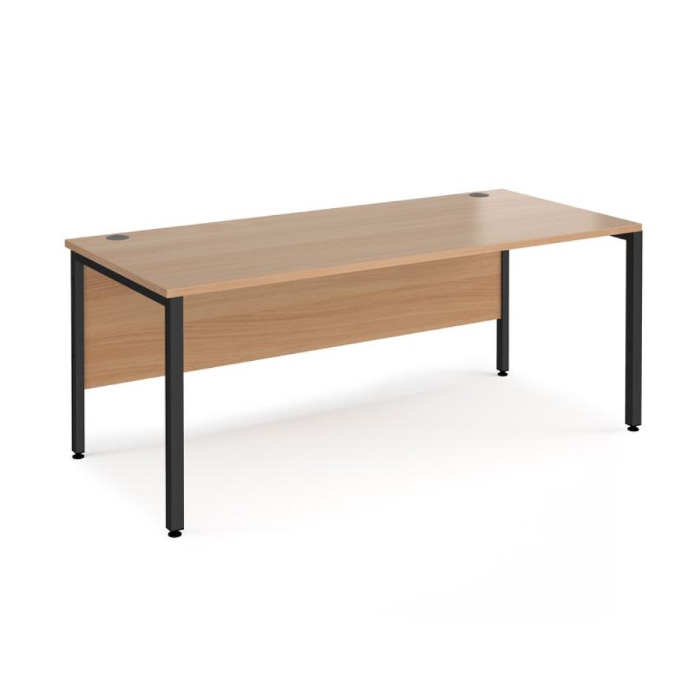 Maestro 25 straight desk 1800mm x 800mm - black bench leg frame, beech top