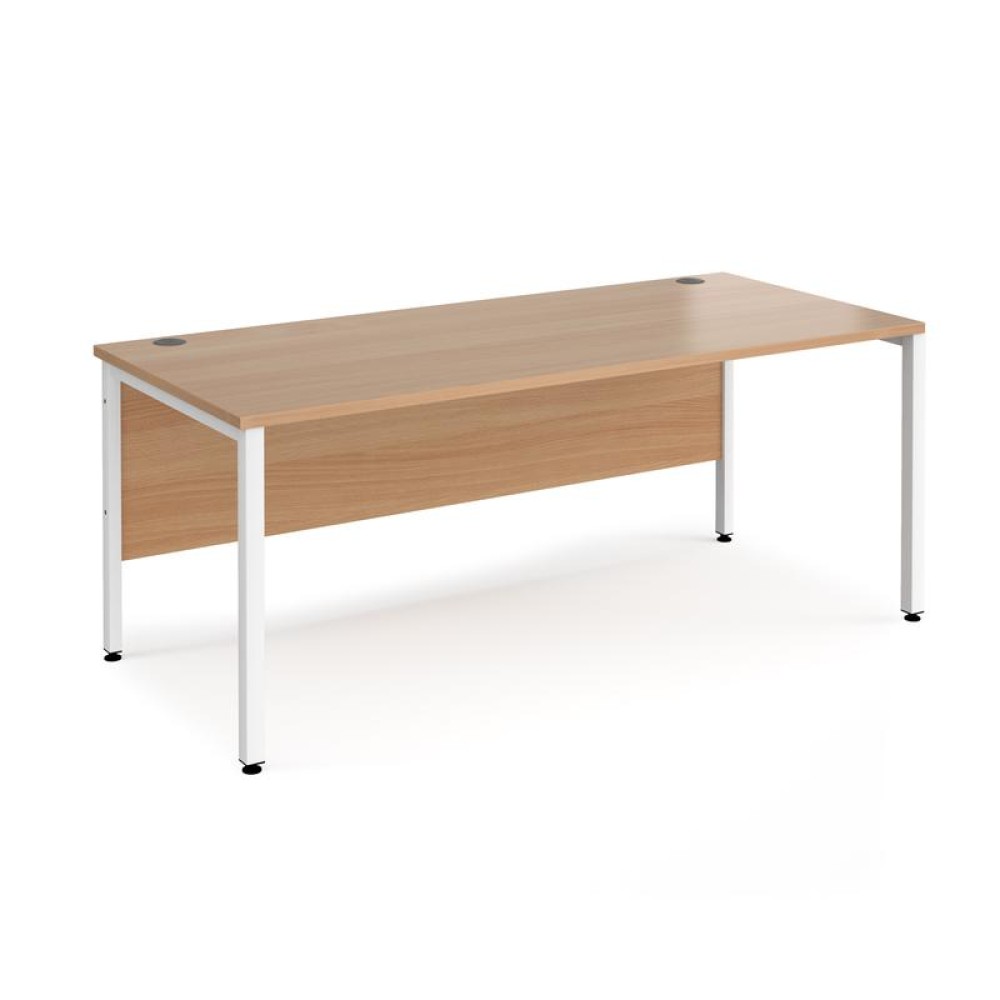 Maestro 25 straight desk 1800mm x 800mm - white bench leg frame, beech top