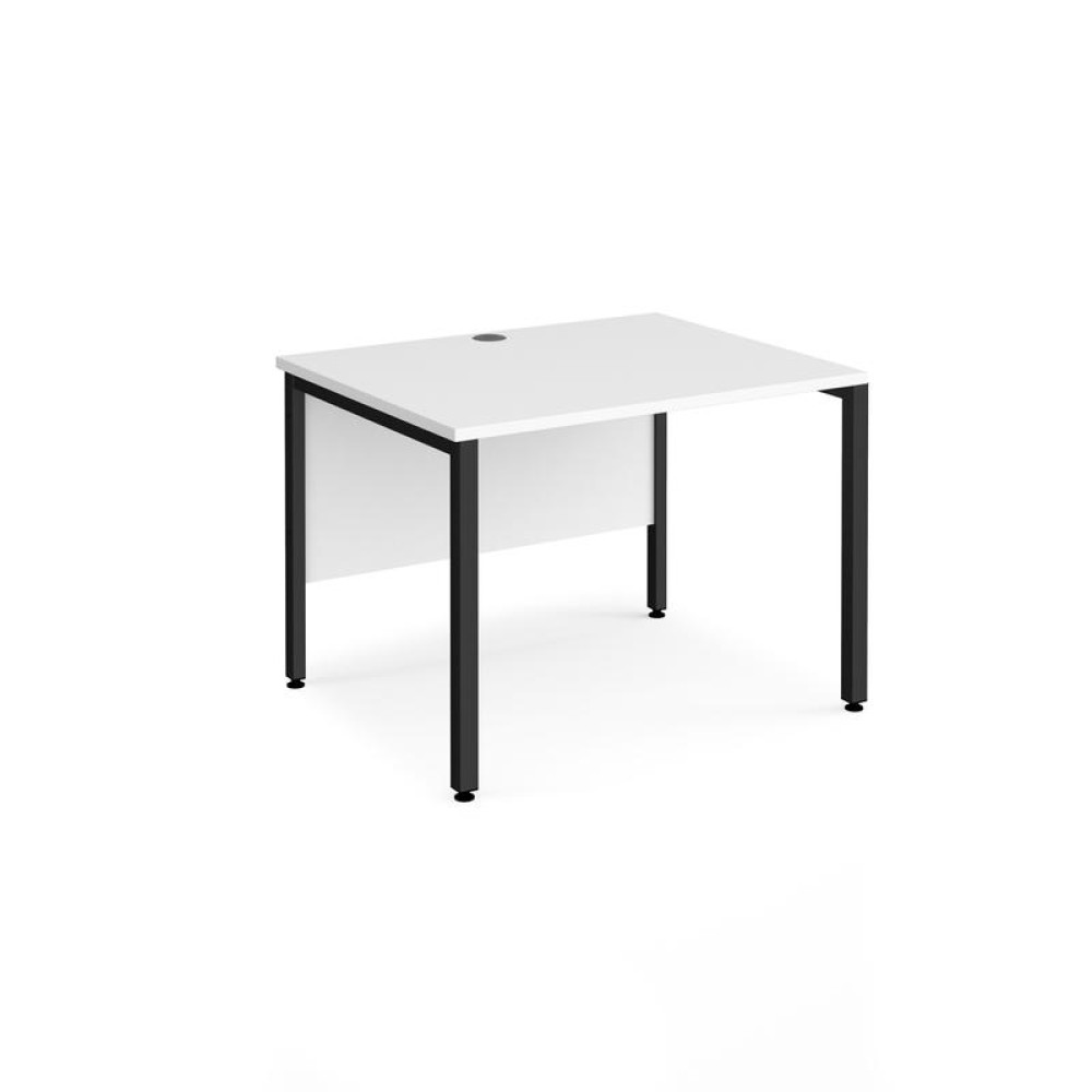 Maestro 25 straight desk 800mm x 800mm - black bench leg frame, white top