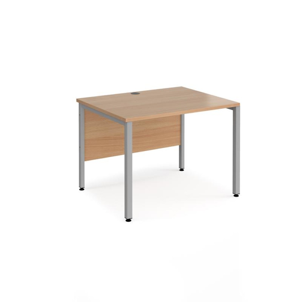 Maestro 25 straight desk 800mm x 800mm - silver bench leg frame, beech top