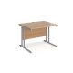 Maestro 25 straight desk 1000mm x 800mm - silver cantilever leg frame, beech top