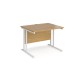 Maestro 25 straight desk 1000mm x 800mm - white cantilever leg frame, oak top
