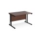 Maestro 25 straight desk 1200mm x 800mm - black cantilever leg frame, walnut top