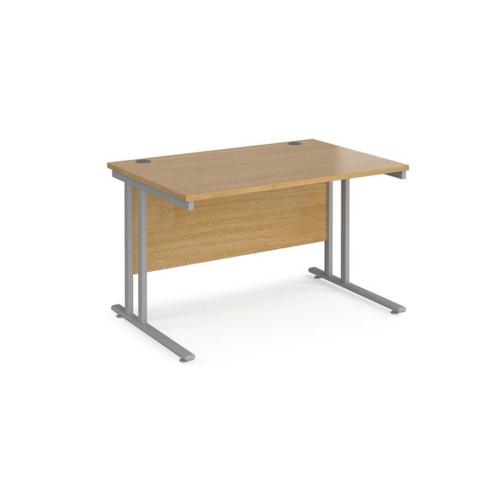 Maestro 25 straight desk 1200mm x 800mm - silver cantilever leg frame, oak top