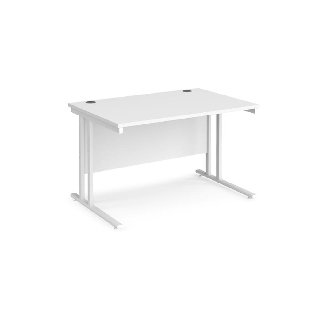Maestro 25 straight desk 1200mm x 800mm - white cantilever leg frame, white top