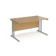 Maestro 25 straight desk 1400mm x 800mm - silver cantilever leg frame, oak top