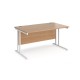 Maestro 25 straight desk 1400mm x 800mm - white cantilever leg frame, beech top