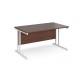 Maestro 25 straight desk 1400mm x 800mm - white cantilever leg frame, walnut top
