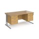 Maestro 25 straight desk 1600mm x 800mm with two x 3 drawer pedestals - silver cantilever leg frame, oak top