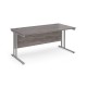 Maestro 25 straight desk 1600mm x 800mm - silver cantilever leg frame, grey oak top