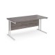 Maestro 25 straight desk 1600mm x 800mm - white cantilever leg frame, grey oak top