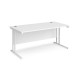 Maestro 25 straight desk 1600mm x 800mm - white cantilever leg frame, white top