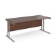 Maestro 25 straight desk 1800mm x 800mm - silver cantilever leg frame, walnut top