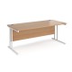 Maestro 25 straight desk 1800mm x 800mm - white cantilever leg frame, beech top