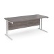 Maestro 25 straight desk 1800mm x 800mm - white cantilever leg frame, grey oak top
