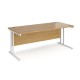 Maestro 25 straight desk 1800mm x 800mm - white cantilever leg frame, oak top