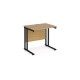Maestro 25 straight desk 800mm x 600mm - black cantilever leg frame, oak top