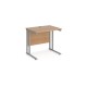 Maestro 25 straight desk 800mm x 600mm - silver cantilever leg frame, beech top