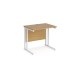 Maestro 25 straight desk 800mm x 600mm - white cantilever leg frame, oak top