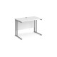 Maestro 25 straight desk 1000mm x 600mm - silver cantilever leg frame, white top