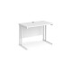 Maestro 25 straight desk 1000mm x 600mm - white cantilever leg frame, white top