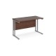 Maestro 25 straight desk 1200mm x 600mm - silver cantilever leg frame, walnut top