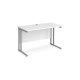 Maestro 25 straight desk 1200mm x 600mm - silver cantilever leg frame, white top