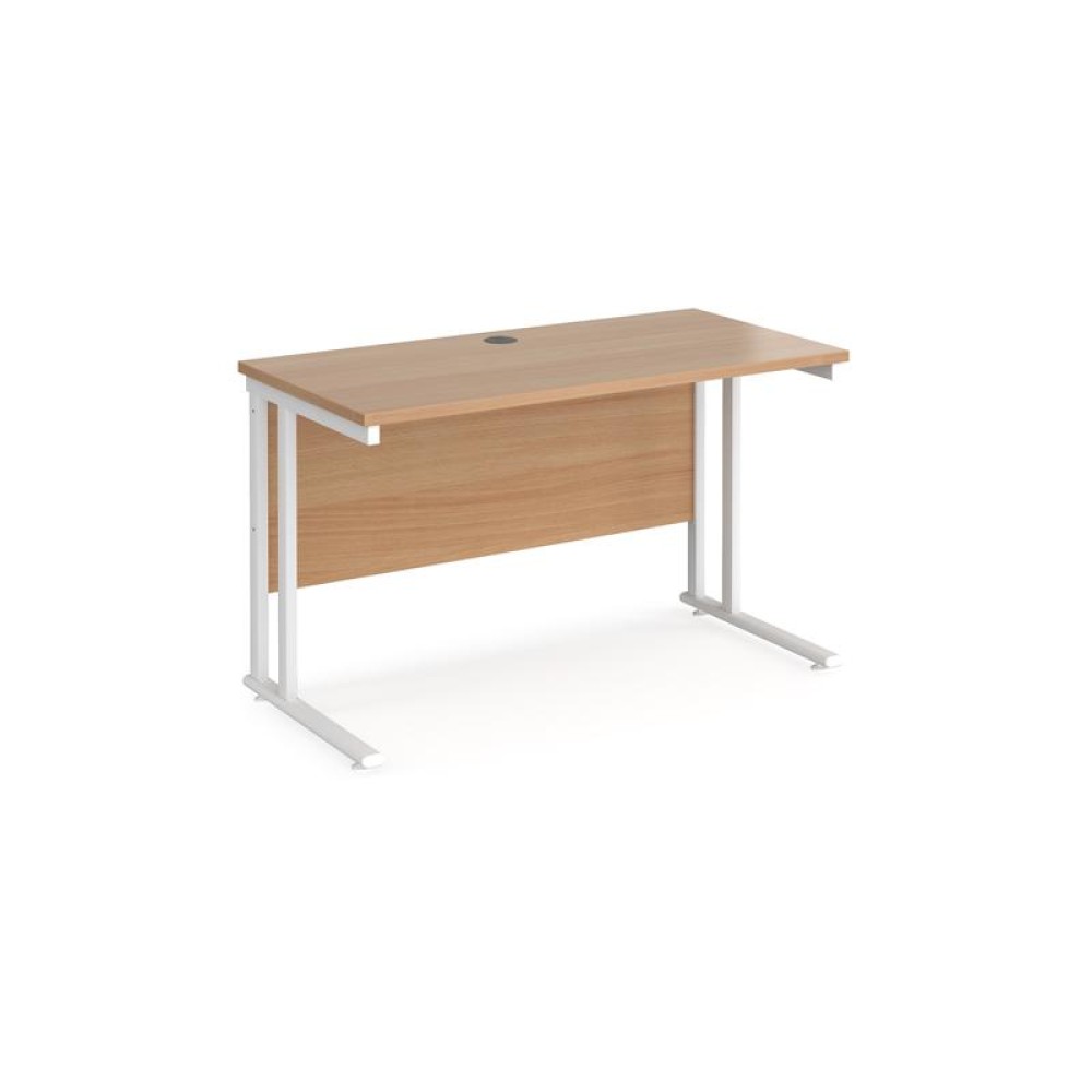 Maestro 25 straight desk 1200mm x 600mm - white cantilever leg frame, beech top