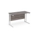 Maestro 25 straight desk 1200mm x 600mm - white cantilever leg frame, grey oak top