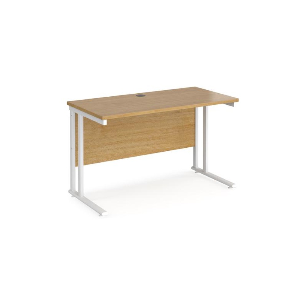 Maestro 25 straight desk 1200mm x 600mm - white cantilever leg frame, oak top