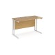 Maestro 25 straight desk 1200mm x 600mm - white cantilever leg frame, oak top