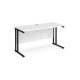Maestro 25 straight desk 1400mm x 600mm - black cantilever leg frame, white top