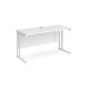 Maestro 25 straight desk 1400mm x 600mm - white cantilever leg frame, white top