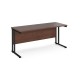 Maestro 25 straight desk 1600mm x 600mm - black cantilever leg frame, walnut top
