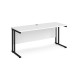 Maestro 25 straight desk 1600mm x 600mm - black cantilever leg frame, white top